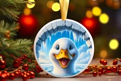 Digital Painting Round with Duck Smiling Out of Icy Wall Product Image 2