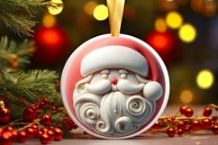 3D Santa Melting Design Round Ornament Sublimation PNG Product Image 3