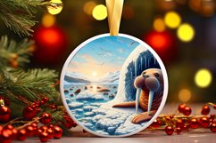 Melting Ice Wall with Walrus Round Ornament Sublimation PNG Product Image 1