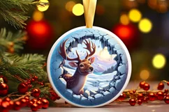 Deer in Melting Ice Wall Round Sublimation PNG Product Image 1