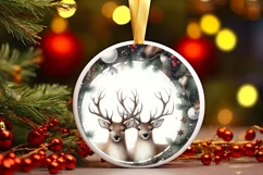 Watercolor Winter Reindeer Ornament Product Image 3
