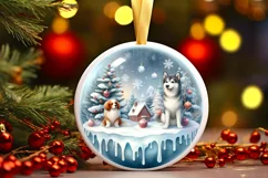 Winter Scene with Dog Sublimation PNG Product Image 3