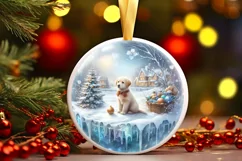 Winter Scene with Dog Sublimation PNG Product Image 1