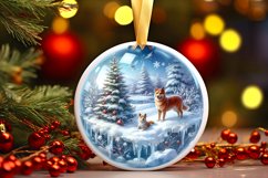 Winter Scene with Dog Sublimation PNG Product Image 3