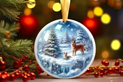 Winter Scene with Dog Sublimation PNG Product Image 3