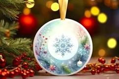 Pastel Christmas Snowflake Round Ornament Sublimation PNG Product Image 2