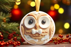 Playful Owl Christmas Ornament Sublimation PNG Product Image 1