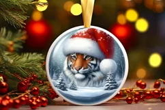 3D Winter Scene Tiger Sublimation PNG Product Image 3