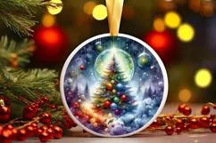 Tree Watercolor Winter Ornament Sublimation PNG Product Image 1