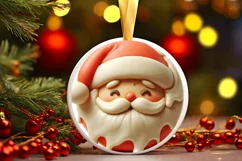 Christmas Santa Ornament Sublimation PNG Product Image 1