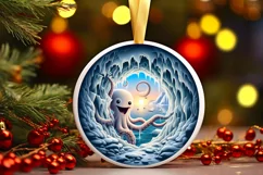 Digital Painting Round with Octopus Smiling Out of Icy Wall Product Image 2