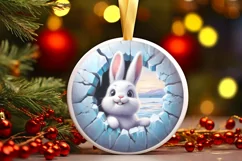 Icy Wall Rabbit Round Ornament Sublimation PNG Product Image 3