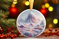 Pastel Christmas Winter Scene Ornament Sublimation PNG Product Image 1