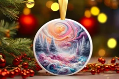 Detailed Winter Scene Digital Painting Round Ornament Product Image 1