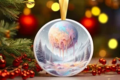 Pastel Christmas Winter Scene Ornament Sublimation PNG Product Image 2