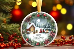 Cozy Christmas Scene Ornament Sublimation PNG Product Image 3