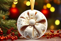 Christmas Bow Melting Round Ornament Sublimation PNG Product Image 3