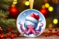 Watercolor Round Christmas Tree with Melting Edges PNG File Product Image 2