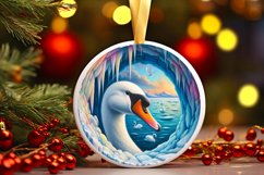 Icy Wall with Swan Round Ornament Sublimation PNG Product Image 3