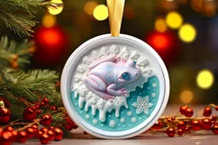 Pastel Deer Christmas Round Ornament Sublimation PNG Product Image 2