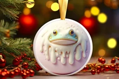 Pastel Deer Christmas Round Ornament Sublimation PNG Product Image 2