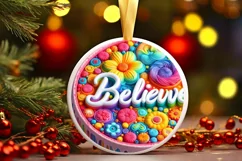 Believe Pastel Round Ornament Sublimation PNG Product Image 1