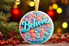 3D BELIEVE Winter Ornament Sublimation PNG Product Image 3