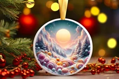 Pastell Candy Scene Round Ornament Sublimation PNG Product Image 1