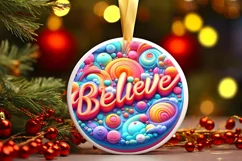 Believe Pastel Round Ornament Sublimation PNG Product Image 3