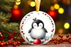 Penguin Christmas Ornament Sublimation PNG Product Image 3