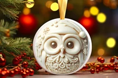 3D Owl Winter Christmas Sublimation PNG Product Image 1