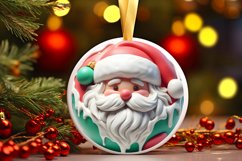 Round 3D Santa Round Ornament Sublimation PNG Product Image 3