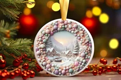 Winter Scene Digital Painting Round Ornament Sublimation PNG Product Image 2