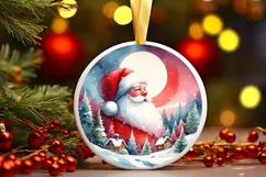 Colorful Christmas Image with Santa Round Ornament PNG Product Image 2