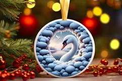 Digital Painting Round with Snow Wall and Swan Smiling JPEG Product Image 2
