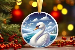 Digital Painting Round with Snow Wall and Swan Smiling JPEG Product Image 3