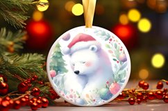 Colorful Polar Bear Christmas Ornament Sublimation PNG Product Image 1