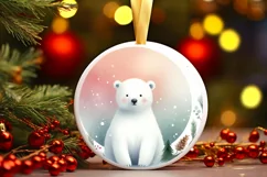 Polar Bear Christmas Ornament Sublimation PNG Product Image 3