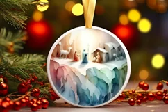Nativity Scene Winter Scene Round Christmas Ornament Product Image 3