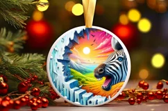 Digital Painting Round with Zebra Smiling Out of Melting Ice Product Image 1