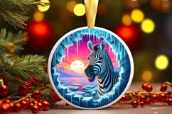 Digital Painting Round with Zebra Smiling Out of Melting Ice Product Image 2
