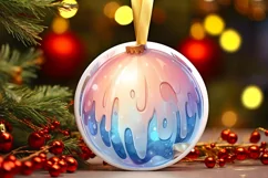Colorful Champagne Christmas Round Ornament Product Image 3