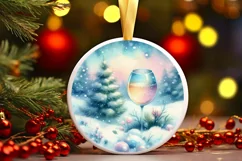 Colorful Champagne Christmas Round Ornament Product Image 2