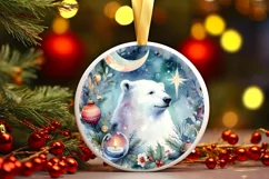 Winter Scene Digital Painting Round Ornament Sublimation Product Image 2