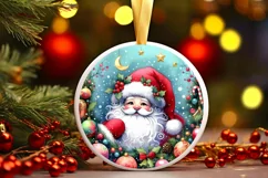Colorful Santa Ornament Sublimation PNG Product Image 3
