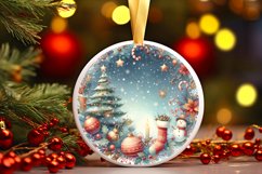 Holiday Glow Round Christmas Ornament Sublimation PNG Product Image 3