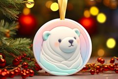 Polar Bear 3D Round Ornament Sublimation PNG Product Image 2