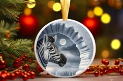 Digital Painting Round with Zebra Smiling Out of Snow Made Product Image 2