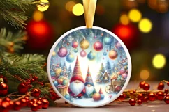 Colorful Winter Gnomes Round Ornament Sublimation PNG Product Image 3