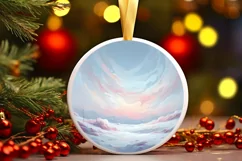 Winter Scene Digital Painting Round Ornament Sublimation Product Image 1